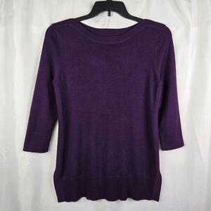 Adrienne Vittadini Deep Purple Ponte Knit Tunic Sweater Womens Size Medium